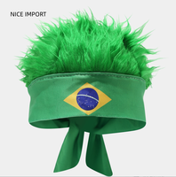 Chapeau drapeau camouflage marron avec perruque, écharpe décorative, étoiles et rayures, coiffe colorée pour fête de famille