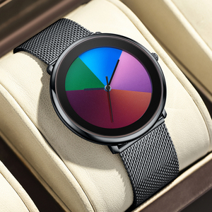 LIGE LG89278 orologio da polso impermeabile minimalista ultrasottile per gli uomini in acciaio inox maglia orologio cambiamento di colore da tempo - Product Image 1