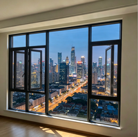 Ventanas Modernas Personalizadas de Apertura Abatible y Giratoria, Ventanas de Vidrio con Rotura de Puente Térmico de Alta Eficiencia Energética, Ventanas Corredizas de Aleación de Aluminio