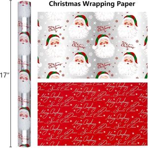 Christmas Wrapping Paper Silver Santa Claus Design 17 In X 32.8 Ft Recyclable Single Side Coating Gift <b>Wrap</b> - Product Image 3