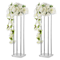 Décorations de table de mariage en or réutilisables Grandes colonnes géométriques Présentoir carré en métal Présentoir à fleurs Centre de table