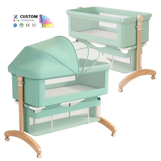 New Born Swinging Baby Cradle Wooden Portable Foldable Newborn Crib Bedside Sleeper Bassinet Bed Kids Bedding Set Baby Crib
