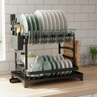 Égouttoir à vaisselle double couche pour comptoir de cuisine, support de rangement et d'organisation pour bols et assiettes, ustensile ménager