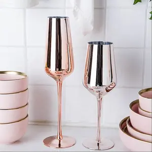 Productos con alta de recompra de Ronda hecho a mano galvanizado color oro color de rosa de vidrio de vino Copa