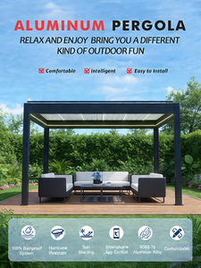 <span class=keywords><strong>Pergola</strong></span> à <span class=keywords><strong>toit</strong></span> à <span class=keywords><strong>lames</strong></span> <span class=keywords><strong>orientables</strong></span> en aluminium thermolaqué, imperméable, 3x3m, gazebo DIY noir, écologique - Product Image 3