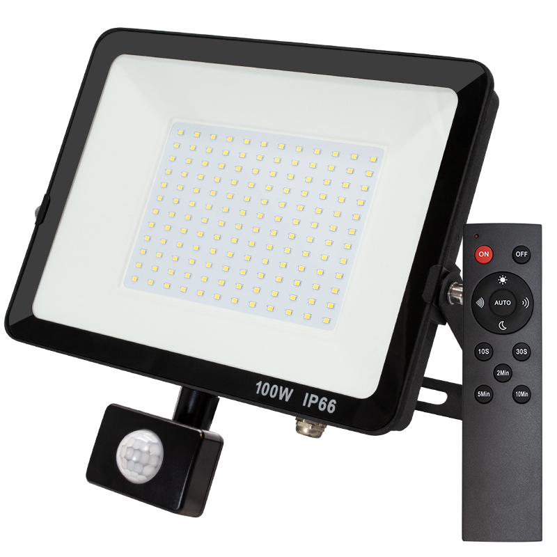 30W 50W 100W AC Motion Sensor LED Flood Light CE RoHS UKCA Outdoor IP66 Outdoor Lighting with Sensor Garden Yard Aluminum Body