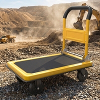 Chariots à plateforme en acier antidérapants personnalisables, conception à quatre roues, pour usage en entrepôt, transport d'outils, support OEM