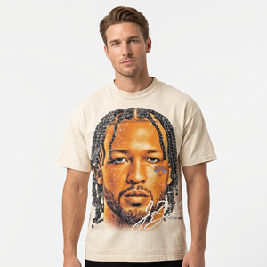 <b>Men's</b> 100% Cotton Short Sleeve T-Shirt with Silk Screen Printed Photo Print Face Design Formal Regular Fit <b>Turtleneck</b> - Product Image 6