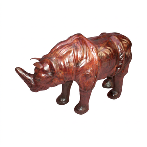 Handmade Customized Rhinosaur Leather Figurine Tabletop Statue Modern Eco-Friendly Durable Brown for Home Office Restaurant - Product Image 1