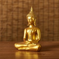 Statue de Bouddha dorée de style thaïlandais, artisanat en résine Feng Shui, statues pour la décoration de la maison et la décoration religieuse, Bouddha de méditation