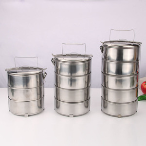 Mang Đi Hộp Đựng Tiffin Bằng Kim Loại Hộp Đựng Thức Ăn Bằng Thép Không Gỉ 3/4/5 Lớp Hộp Cơm Trưa Có Tay Cầm - Product Image 5