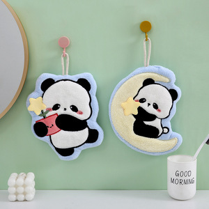 Serviette de cuisine suspendue en polaire corail à séchage rapide, motif panda mignon, design dessin animé - Product Image 2