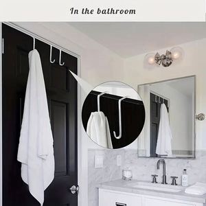 8pcs Heavy Duty Metal Over Door <b>Hooks</b> Single Tier for Hanging Clothes Towels <b>Bathroom</b> Wall Storage Versatile Use Kitchen Tools - Product Image 6