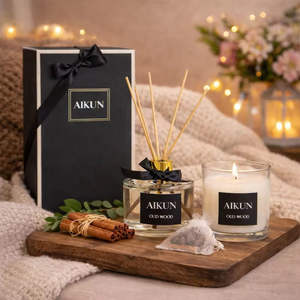 Coffret Cadeau de Bougies Parfumées en Cire de Soja Premium AIKUN Personnalisé Boîte Luxe pour Anniversaire Saint-Valentin Diwali - Diffuseur à Bâtonnets en Gros - Product Image 5