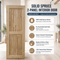 Slab Pintu 2 Panel Kayu Spruce Solid 84 inci, Pintu Interior 1,38 inci untuk Kamar Tidur, Gudang & Kantor, Gaya Kolonial Farmhouse (Hanya Slab)