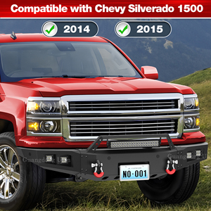 Parachoques Delantero ULON con Cabrestante de Ancho Completo para Camioneta Chevy <span class=keywords><strong>Silverado</strong></span> 1500 2014-<span class=keywords><strong>2015</strong></span>, con LED, Negro, <span class=keywords><strong>Precio</strong></span> de Fábrica - Product Image 2