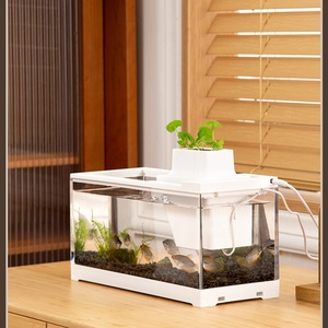 Pecera Pequeña de Escritorio con <span class=keywords><strong>Agua</strong></span> Circulante, Apta <span class=keywords><strong>para</strong></span> Peces Betta y Guppy, con Filtro Silencioso y Luz - Product Image 1