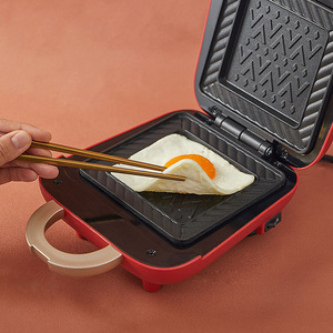 Bear Sandwich Maker SMZ-B05N1 Red Automatic Double Sided Heating Non Stick <b>Toaster</b> For Breakfast - Product Image 3