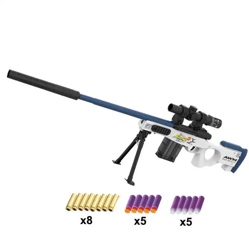 Groothandel Hoge Automatische Uitwerping Eva Awm Sniper Rifle Handleiding Laden Schuim Munitie Speelgoed Gunvoor Kind Schietspel