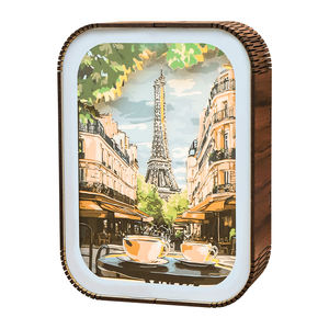 Puzzle en bois 3D de la scène de rue de <span class=keywords><strong>Paris</strong></span>, veilleuse - Cadre de boîte à lumière DIY, petite pièce décorative pour la maison, la chambre à coucher et l'artisanat en bois - Product Image 1