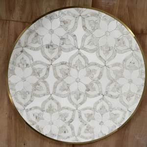Mosaïque de marbre personnalisée noir et blanc, motif floral, design classique, <span class=keywords><strong>tapis</strong></span> de marbre - Product Image 2
