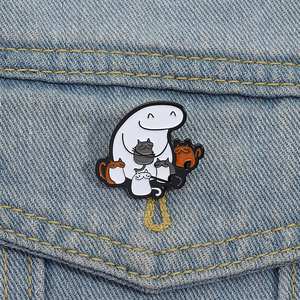 เข็มกลัดเคลือบรูปแมวรูปการ์ตูนน่ารักๆแบบเรียบง่ายเข็มกลัดรูปสัตว์มีปกเครื่องประดับของขวัญขายส่ง - Product Image 1