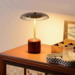 Vintage Modern Glass Table <strong>Lamp</strong> Flexible Brass <strong>Stem</strong> E26 LED Decorative Nightstand Bedroom/Hotel Room Desk Light - Product Image 2