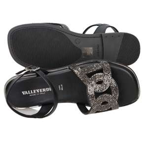 Valleverde Women's <b>Flat</b> Sandal Black 37 Rhinestone <b>Straps</b> <b>Ankle</b> <b>Strap</b> - Product Image 6