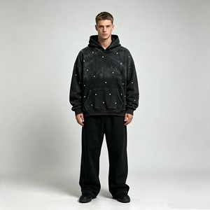 men's hoodies Heavyweight French Terry Cropped Hoodie Custom Printed <b>Zip</b> up Hoodie 100% Cotton Distressed Hoodie for Men - Product Image 2