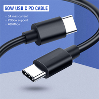 Cable USB C a C de 1M, Material TPE, Carga Rápida 3A, Transferencia de Datos 480 Mbps, Color Negro, para iPhone 16 15 iPad Laptop Samsung