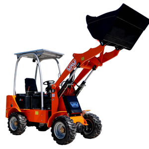 รถตักล้อยางขนาดเล็ก VAV สีส้ม พร้อมบุ้งกี๋และหลังคาห้องโดยสาร - Product Image 1