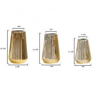 Vase décoratif en or de grande taille, vente chaude, nouveau design, vase en céramique pour table, décoration d'intérieur, motif rond moderne pour hôtels - Product Image 3