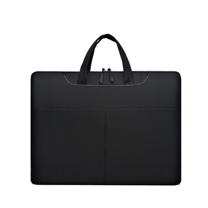 Sac à ordinateur portable en toile imperméable, sacoche souple grande capacité avec fermeture éclair, sacoche d'affaires unisexe personnalisable avec logo, sacoche en cuir pour homme - Product Image 4