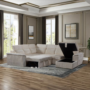 Conjunto de sofá en forma de U con marco de madera de tipo nórdico, muebles para sala de estar, sofá cama extensible para Hotel con sofá de almacenamiento - Product Image 4