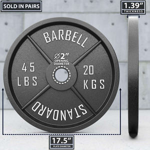 VIGFIT Prix direct usine Disques de musculation en fonte noire standard pour haltères de 50 mm - Product Image 2
