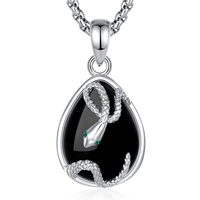 Merryshine Hombres Cuarzo Delicado Piedra Curativa Piedra Preciosa Serpiente Negra Obsidiana Piedra Colgante Collar