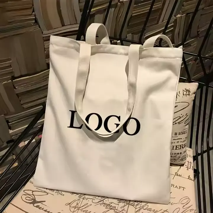 OEM Size Custom Logo Printed Eco Friendly Recycled Reusable Plain Blank Organic Calico Cotton Canvas Grocery Shopping Tote Bag