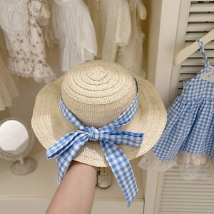 Tongxingyuan Girls Blue Gingham Spaghetti Strap Dress With Lace Trim Summer Breathable Sleeveless Dress For Children - Product Image 3