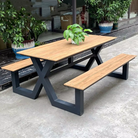 Vente Directe Usine Moderne Table de Pique-Nique Extérieure avec Banc en Bois de Camphre, Table-Banc de Pique-Nique Commerciale pour Patio et Jardin