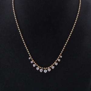 Collar con Colgante de Diamante Cultivado en Laboratorio, Corte Brillante Redondo, Cadena de Bolas Personalizada Starsgem, Oro Sólido de 14K, para Regalo - Product Image 3