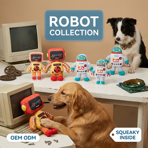 Jouets en peluche rétro pour chiens, style vintage, couineurs, plats 2D, jouets à mâcher en peluche 3D pour chiots, jouets interactifs durables pour animaux de compagnie, nouveauté - Product Image 1