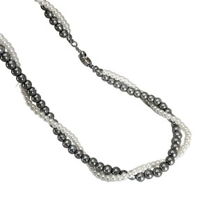 Collar de Perlas de Imitación de Doble Capa, Gargantilla de Moda Diaria para Mujer, Color Plateado, Gris, Blanco, con Cuentas en Forma de Bola - Product Image 2