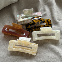 Pince à cheveux Ziteng Fashion en acétate, haute texture, style 'Shark Clip', pour usage quotidien, avec plaque géométrique ajourée, pour le commerce international