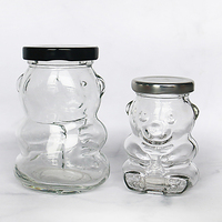 Pot en verre transparent en forme d'ours, qualité alimentaire, avec couvercle métallique, pour bonbons, biscuits, snacks et aliments secs.