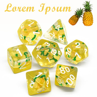 7 pièces dessin animé ananas mdn jeu de société jeu de dés nouveauté résine transparente fruit polyédrique jeu de rôle RPG jeu accessoire