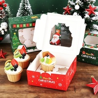 Boîte à dessert en papier écologique avec couvercle transparent pour emballage cadeau de tranches de gâteau, biscuits et chocolats, vente en gros