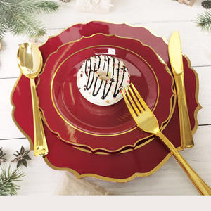 10.25 inci emas sekali pakai meja makan dekorasi pernikahan piring plastik putih dan emas untuk pernikahan & Pesta & <span class=keywords><strong>Thanksgiving</strong></span> - Product Image 4