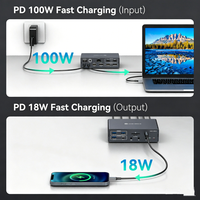19'u 1 Arada USB-C Bağlantı İstasyonu Üçlü Ekran 4K 60Hz, 100W PD Girişi, 18W Çıkış, USB 3.2/3.0 Hub, 1000Mbps LAN, SD/TF Kart Okuyucu