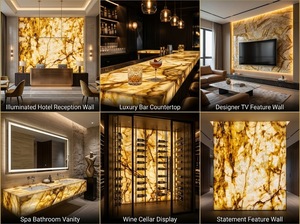 Dalles de quartzite jaune cristallin, translucides naturelles, polies pour la décoration de fond lumineux <span class=keywords><strong>à</strong></span> LED - Product Image 6