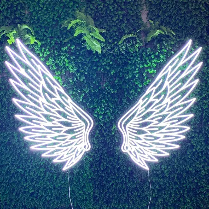 Прямая поставка, в наличии, ангельские крылья, индивидуальный свет, акриловый 3D открытый светодиодный неоновый знак, буква